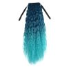 Wavy Curly Wrap Around Ponytail Wig Extension Woman Drawstring Synthetic Hair Extension Fluffy Hairpiece,Gradient Peacock Green