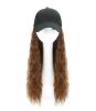 Synthetic Hair Extensions Long Curly Corn Wave Hair Attached With Baseball Cap, Dark Brown Wig Cap
