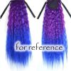 Wavy Curly Wrap Around Ponytail Wig Extension Woman Drawstring Synthetic Hair Extension Fluffy Hairpiece,Purple to Blue Halloween Dress Up Cosplay