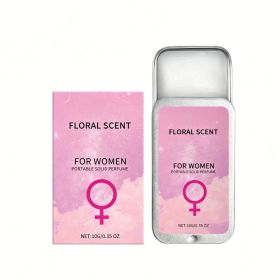 Women Floral Solid Perfume, Long Lasting Light Fragrance Portable Solid Scent Balm (Option: Pink)