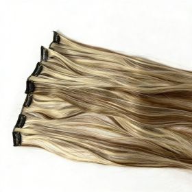Heat Resistant Hairpiece Cool Brown WithBlonde Highlights For Women High-Quality Durable Easyto Use Versatile Styling Options Clip In (Option: HH008)