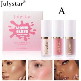 Facial Rouge Powder Blusher Lotion Lasting Pearly Lips Brightening Natural High Gloss Cosmetic Lotion Set (Option: A)