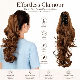 Clip-in Ponytail Hair Extension 22 Inches Wavy CurlySynthetic Wig For Women High-Quality Hairpiece Easy-to-Wear Lightweight (Option: II009)